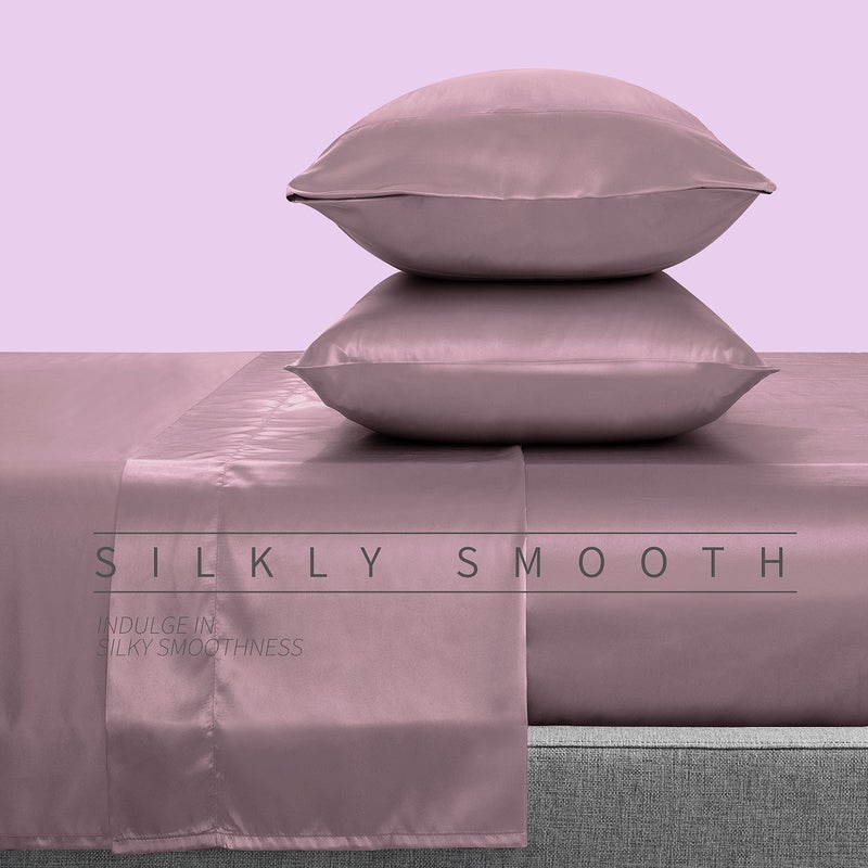 Cobedzy Satin Sheets Queen Size, 4 Pcs Silky Soft Satin Bed Sheets Queen Set with Deep Pockets, Extra Smooth & Luxurious Microfiber Sheet for Hair and Skin(Purple) - Image 3
